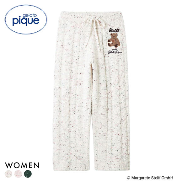 ジェラートピケ レディース シュタイフ パウダーネップアランロングパンツ ジェラピケ パジャマ ルームウェア gelato pique Steiff