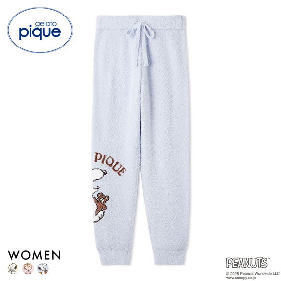 ジェラートピケ レディース PEANUTS オリジナルジャガードロングパンツ