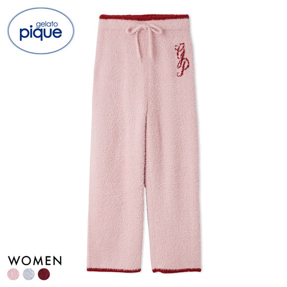 ジェラートピケ レディース HOLIDAY キラキラフェザーロングパンツ ジェラピケ パジャマ ルームウェア gelato pique