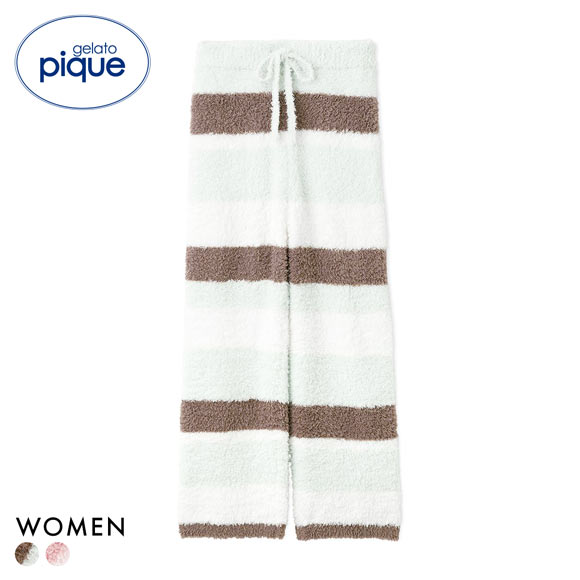 ジェラートピケ レディース ジェラートランダムボーダーロングパンツ