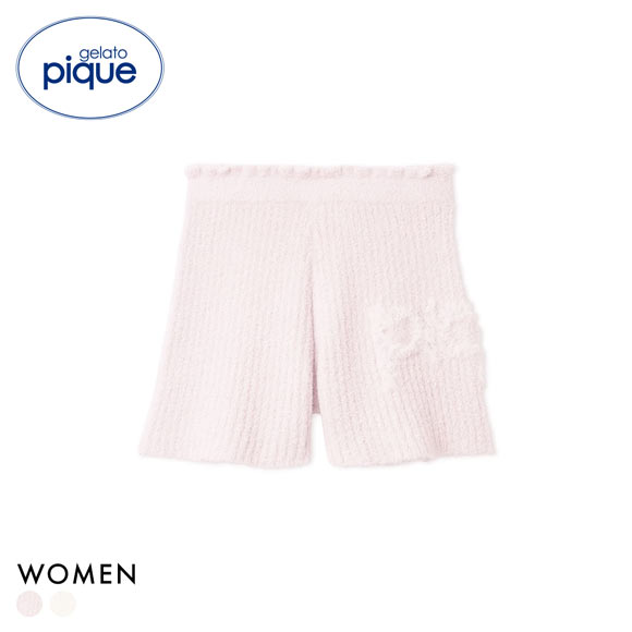 ジェラートピケ レディース フリルロゴリブフレアショートパンツ ジェラピケ パジャマ ルームウェア gelato pique