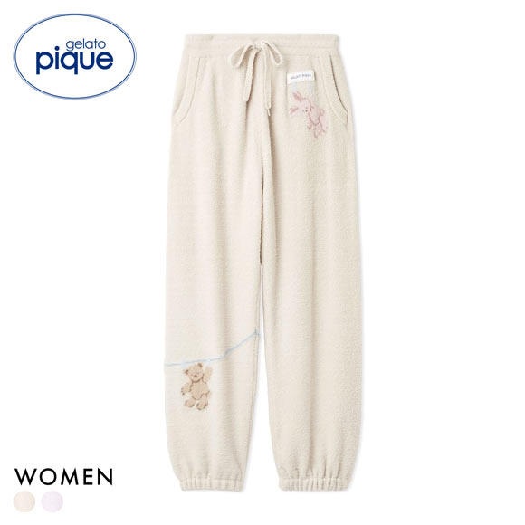 ジェラートピケ レディース エアリーモコウォッシングアニマルジャガードロングパンツ ジェラピケ パジャマ ルームウェア gelato pique