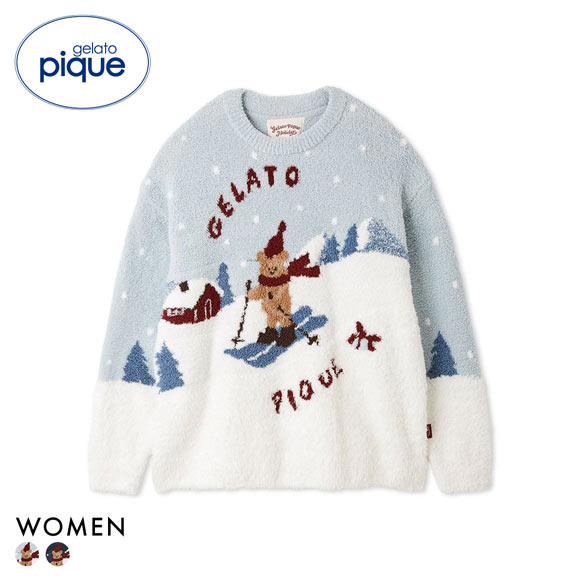 ジェラートピケ レディース HOLIDAY スキーベアジャガードプルオーバー ジェラピケ パジャマ ルームウェア