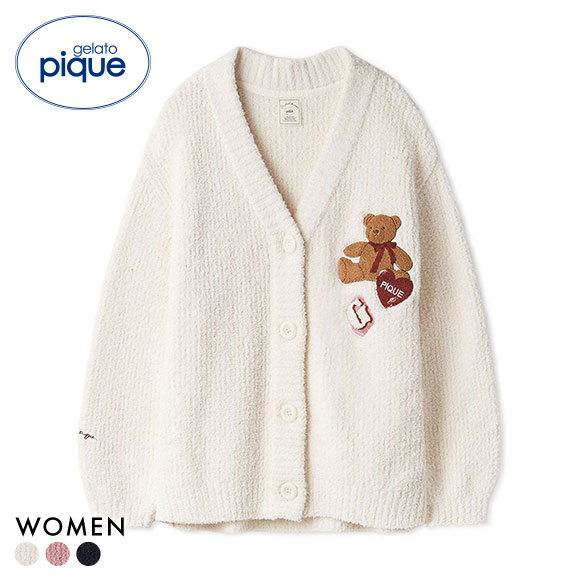 2点まとめ慈雨　ジェラートピケ　ジェラピケ　もこもこ　カーディガン　ロゴ ジェラートピケ レディース ベビモコベアさがらカーディガン