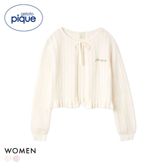 ジェラートピケ レディース エアリーモコ柄編みカーディガン ジェラピケ パジャマ ルームウェア gelato pique