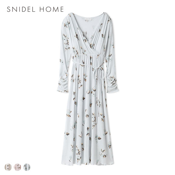 スナイデルホーム プリントカシュクールワンピース パジャマ ルームウェア カップ付き SNIDEL HOME