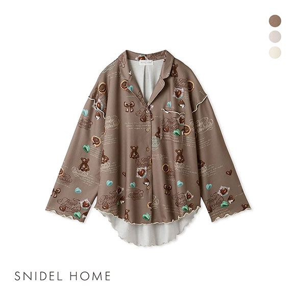 スナイデルホーム チョコモチーフ開襟シャツ パジャマ ルームウェア SNIDEL HOME