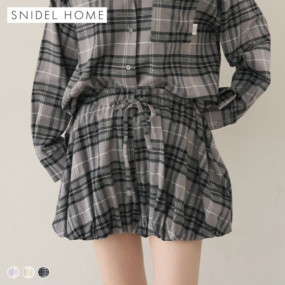 【新品未使用】SNIDEL  チェック柄パジャマセット 50%OFF】パジャマ レディース 綿100% 長袖 ネルシャツ パジャマ 上下