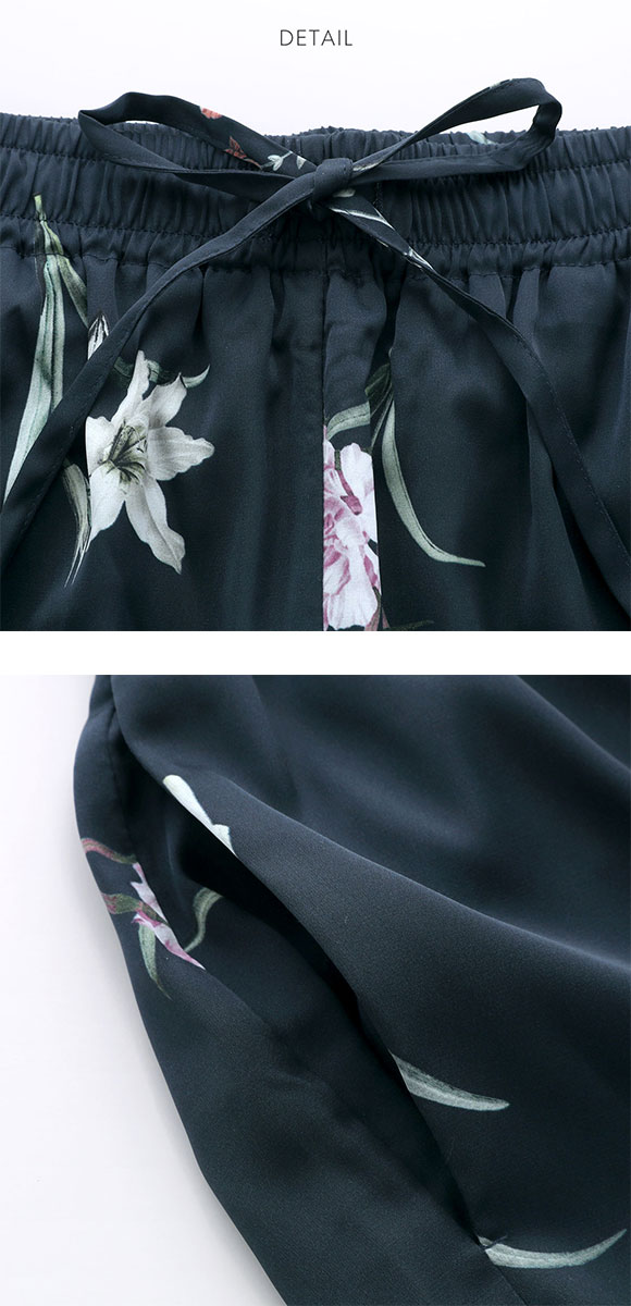 スナイデルホーム UVカット サテンプリントロングパンツ パジャマ ルームウェア SNIDEL HOME