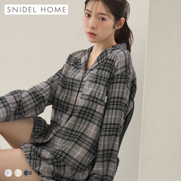 スナイデルホーム チェック柄開襟シャツ ルームウェア パジャマ SNIDEL HOME