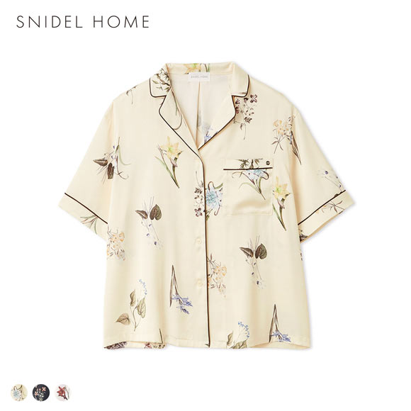 スナイデルホーム UVカット サテンプリント開襟シャツ パジャマ ルームウェア SNIDEL HOME