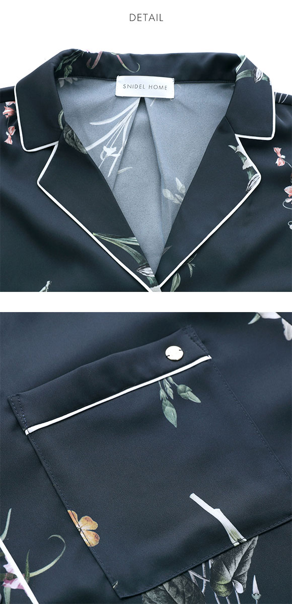 スナイデルホーム UVカット サテンプリント開襟シャツ パジャマ ルームウェア SNIDEL HOME
