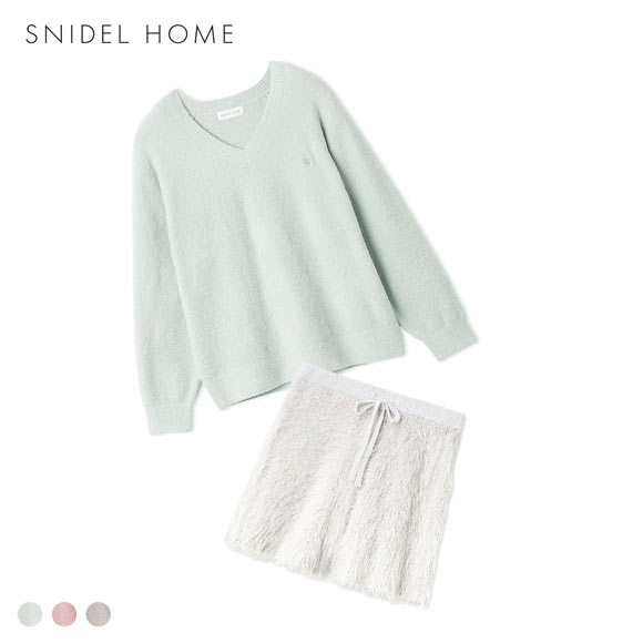 スナイデルホーム Vネックニット×ショートパンツセットアップ 上下セット パジャマ ルームウェア SNIDEL HOME