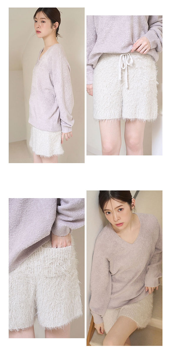 スナイデルホーム Vネックニット×ショートパンツセットアップ 上下