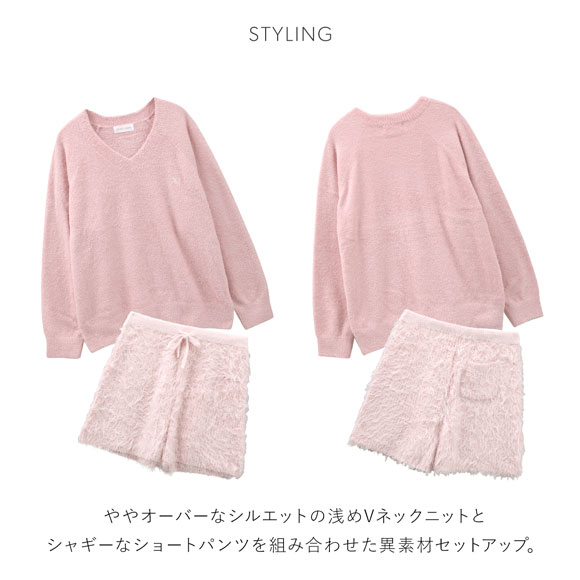 スナイデルホーム Vネックニット×ショートパンツセットアップ 上下セット パジャマ ルームウェア SNIDEL HOME