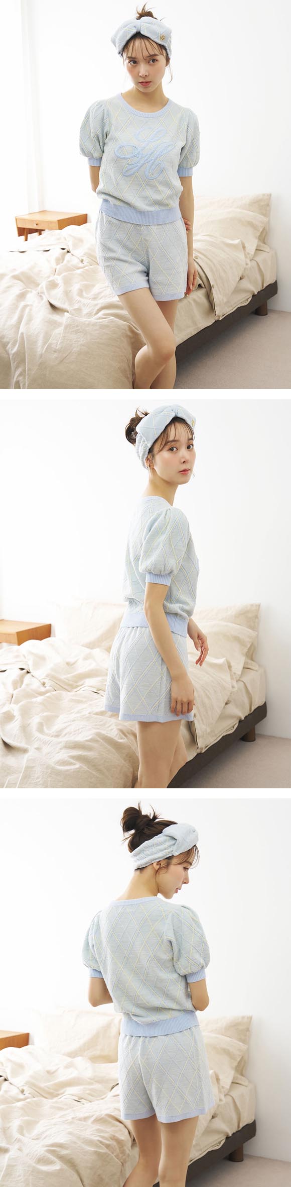 スナイデルホーム ニットチェックロゴプルオーバー パジャマ ルームウェア SNIDEL HOME
