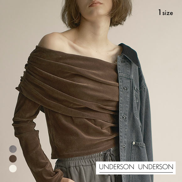 アンダーソンアンダーソン フロッキーチュールオフショルプルオーバー UNDERSON UNDERSON