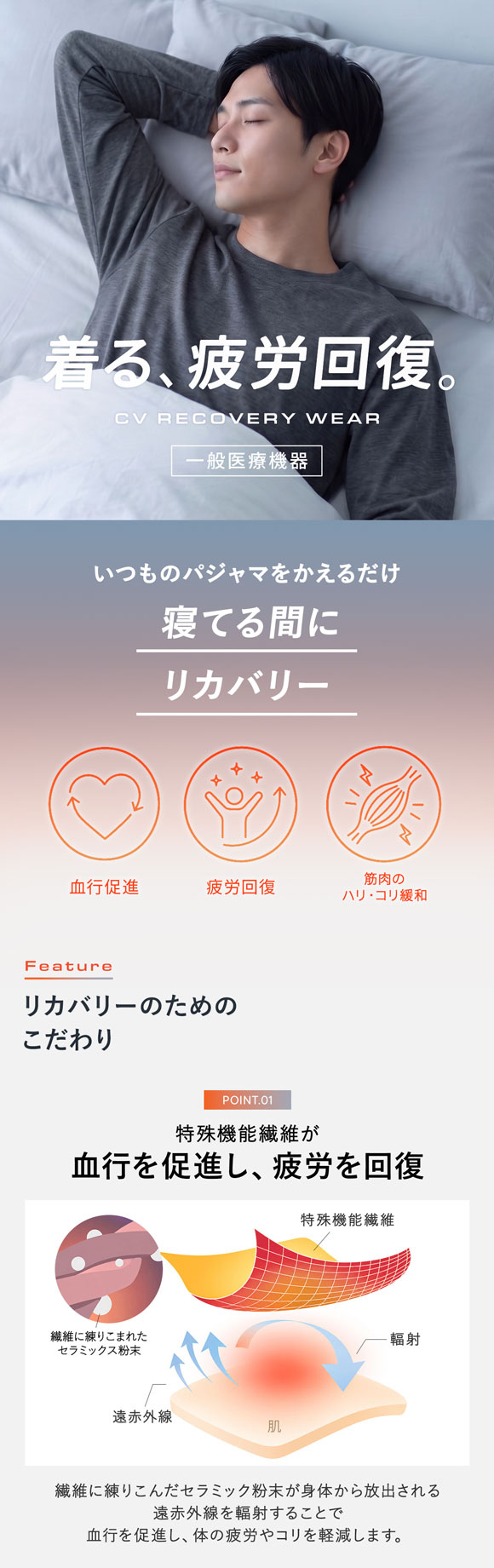 リカバリーウェア 長袖シャツ メンズ リカバリーケア ルームウェア 疲労回復 セルヴァン 一般医療機器 トップス