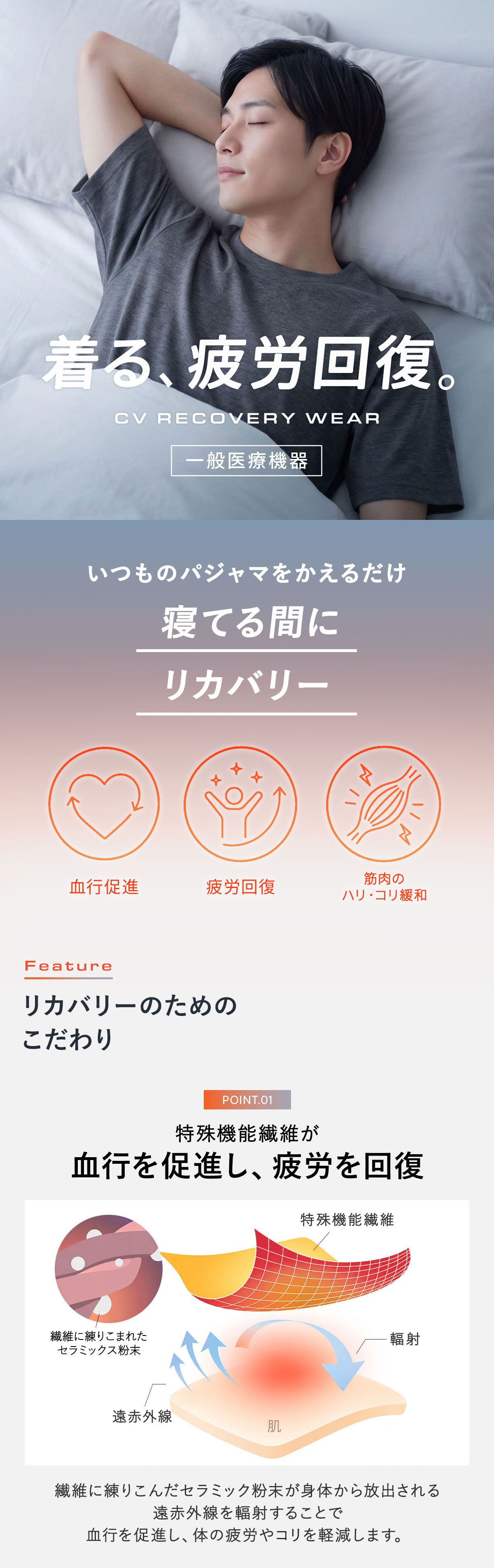 リカバリーウェア 半袖シャツ メンズ リカバリーケア ルームウェア 疲労回復 セルヴァン 一般医療機器 トップス