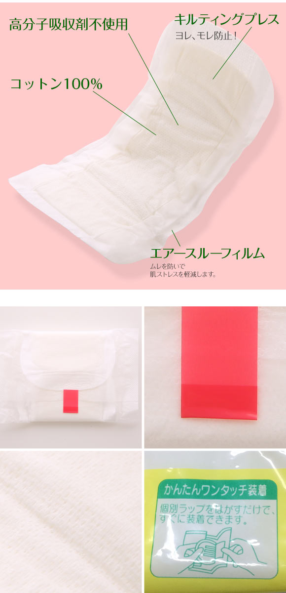 ナチュラムーン Natura Moon 生理用ナプキン 多い日の昼用 羽なし 18個