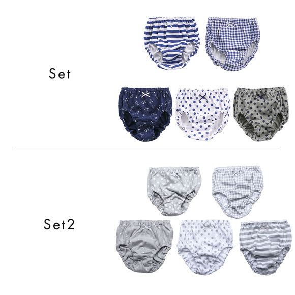 ガロー Garau ショーツ キッズ ジュニア 女の子 女児 5枚セット ドット ボーダー チェック 130 140 150 160 165