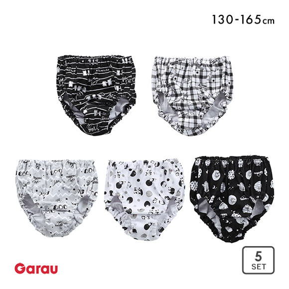 ガロー Garau キッズ ジュニア ショーツ 5枚セット 女の子 女児 ガールズ 綿100％ モノトーン 動物柄 130 140 150 160 165