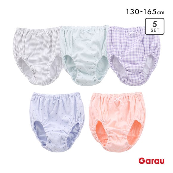 ガロー 女児 綿100％ ショーツ 5枚セット キッズ ジュニア 130 140 150 160 165 女子 女の子 小学生 パンツ コットン Garau