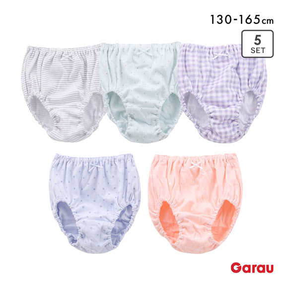 ガロー 女児 綿100％ ショーツ 5枚セット キッズ ジュニア 130 140 150 160 165 女子 女の子 小学生 パンツ コットン Garau