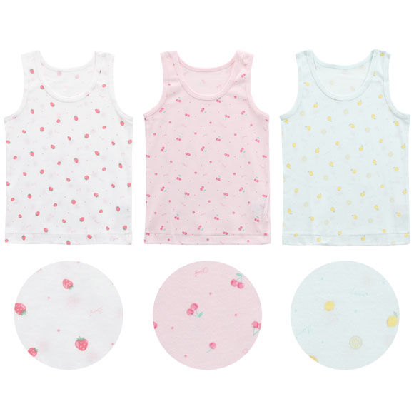 ガロー Garau タンクトップ インナー キッズ ジュニア 女の子 3枚セット 綿100％ フルーツ総柄 100 110 120 130 140