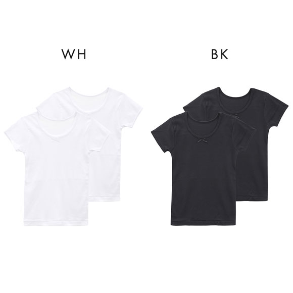 ガロー Garau 胸二重 半袖シャツ 2枚セット 綿100％ 吸水速乾 胸2重 インナー キッズ ジュニア 女の子 女子 肌着 130 140 150 160