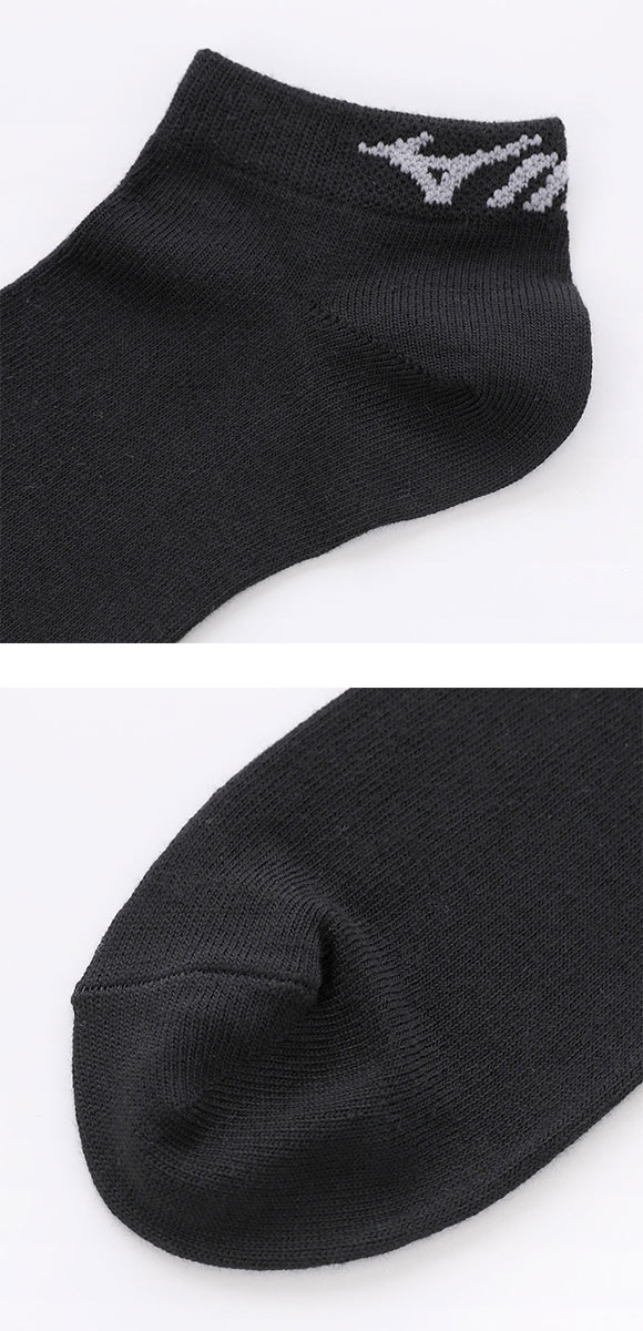 ミズノ キッズ ソックス スニーカー丈 3足セット 破れにくい 丈夫 つま先かかと補強 黒 スクール ジュニア 21-23cm 23-25cm MIZUNO