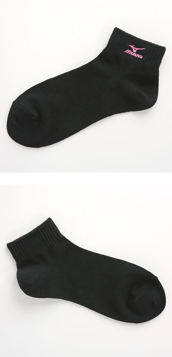 ミズノ MIZUNO ソックス スニーカー丈 靴下 3足組 白 黒 レディース 23-25cm