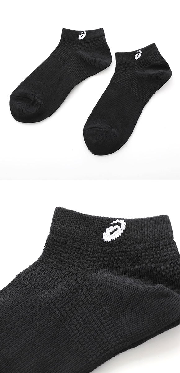 アシックス ASICS ソックス 靴下 スニーカー丈 3足組 白 黒 サポート スポーツ レディース 23-25cm