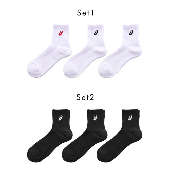 アシックス ASICS ソックス 靴下 ショート丈 3足組 白 黒 FIT TOUGH 抗菌防臭 スポーツ レディース 23-25cm