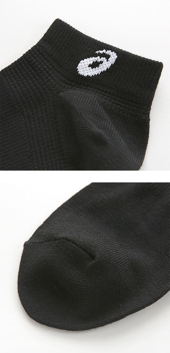 アシックス ASICS for SPORTS ソックス 靴下 スニーカー丈 3足組 白 黒 サポート 高耐久 メッシュ 24-26cm 26-28cm メンズ