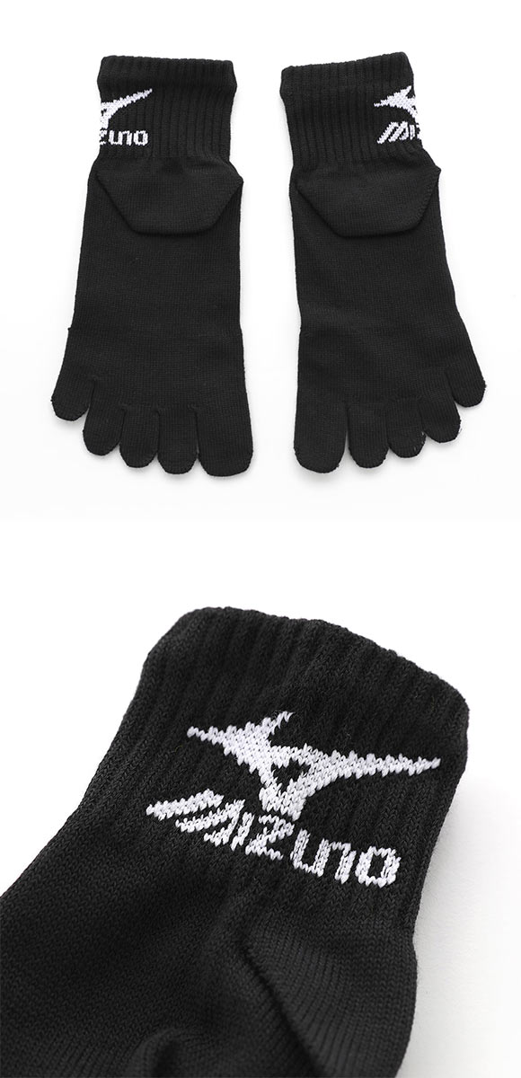 ミズノ MIZUNO ソックス 靴下 スニーカー丈 5本指 3足組 白 ロゴ サポート メンズ 24-26cm 26-28cm