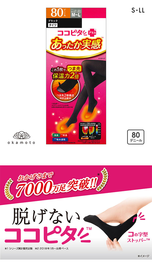 ココピタ あったか実感 80デニール タイツ つま先が厚い あったか