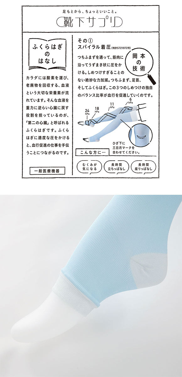 靴下サプリ ひんやりうずまいて血行を促すソックス 寝ながら 靴下 着圧