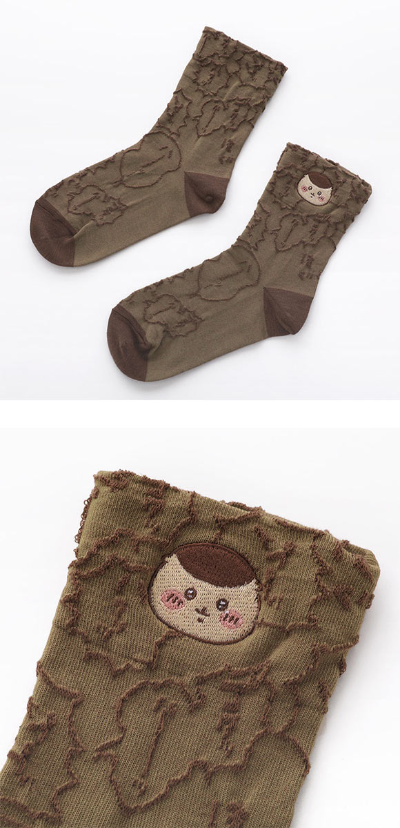ちいかわ クルー丈ソックス くりまんじゅう フロート刺繍 レディース