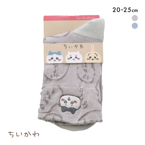 ちいかわ クルー丈ソックス ハチワレ フロート刺繍 レディース 靴下 ソックス 20-25cm
