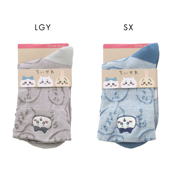ちいかわ クルー丈ソックス ハチワレ フロート刺繍 レディース 靴下 ソックス 20-25cm