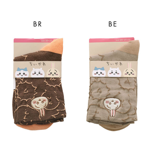 ちいかわ クルー丈ソックス うさぎ フロート刺繍 レディース 靴下 ソックス 20-25cm