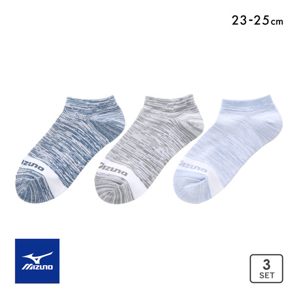 ミズノ DRY ソックス スニーカー丈 3足セット 速乾 甲メッシュ 通気性 破れにくい 引揃え レディース 靴下 23-25cm MIZUNO