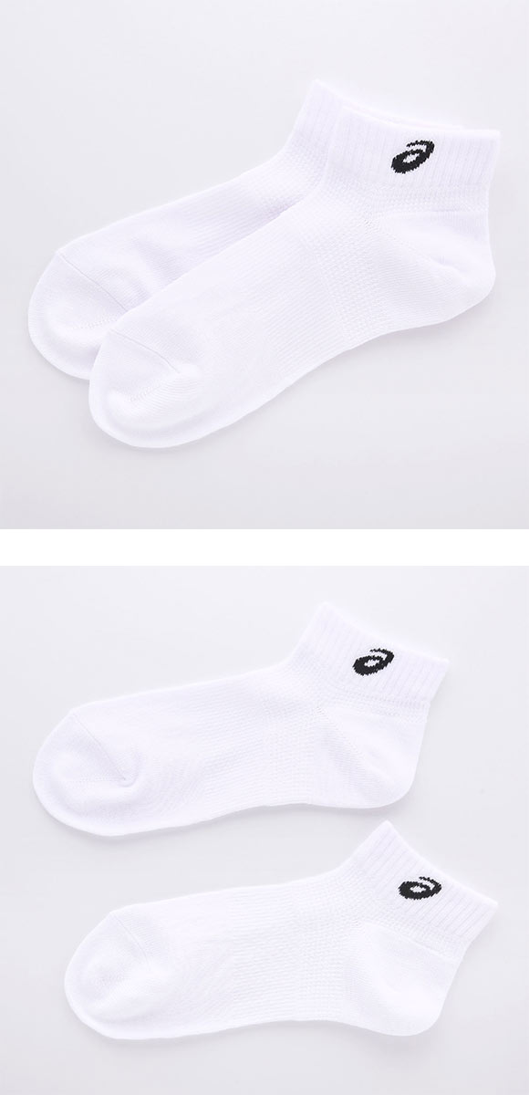 アシックス 無地 白ソックス 3足組 スニーカー丈 ASICS