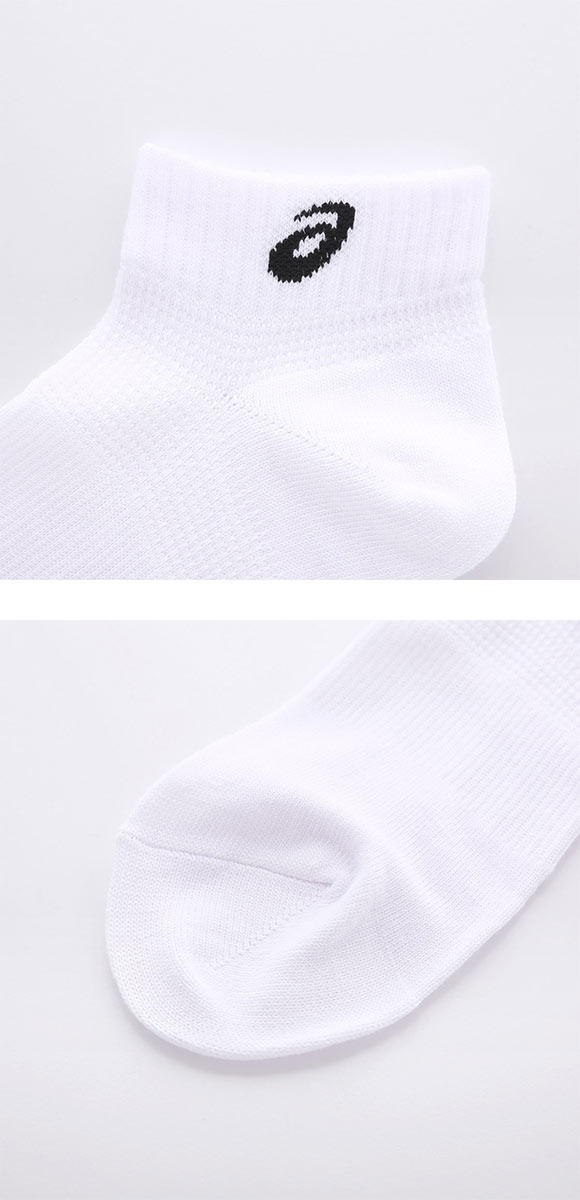 アシックス 無地 白ソックス 3足組 スニーカー丈 ASICS レディース