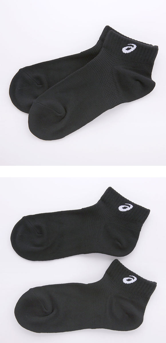 アシックス 無地 黒ソックス 3足組 8.5cm ASICS レディース