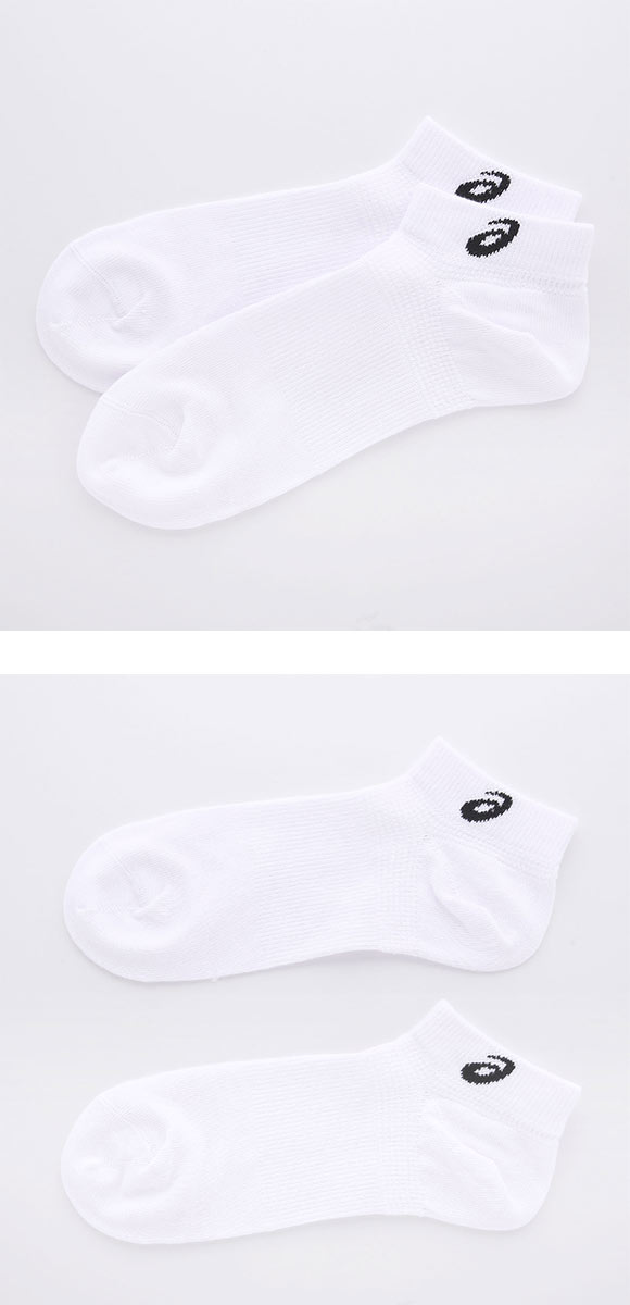 アシックス 無地 白ソックス 3足組 7.5cm丈 ASICS メンズ