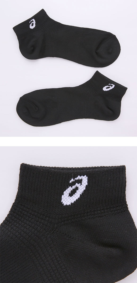 アシックス 無地 黒ソックス 3足組 スニーカー丈 靴下 メンズ 24-26cm 26-28cm ASICS
