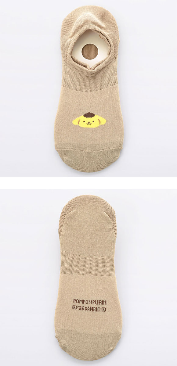 脱げないココピタ サンリオ ポムポムプリン フットカバー 深め 丸編み スニーカー Wサポート ソックス 靴下 23-25cm KOKOPITA