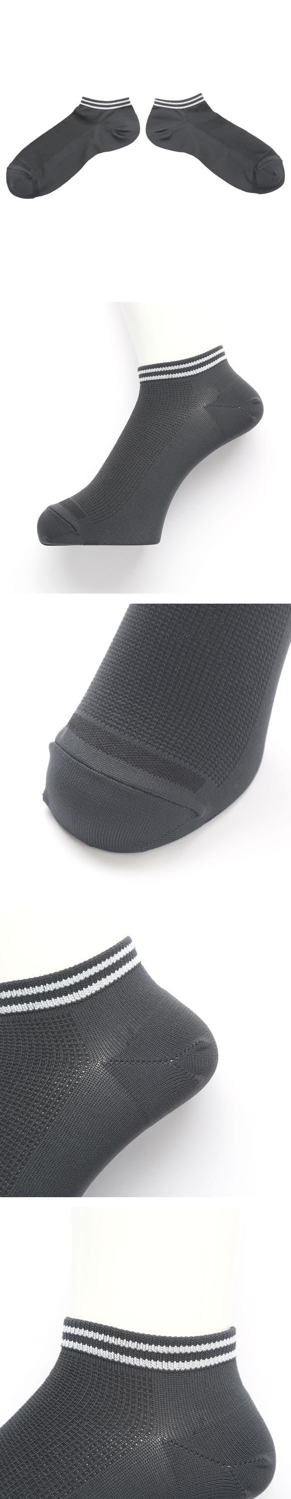 靴下研究所 ムレ知らず ソックス 3足組 スニーカー丈 甲メッシュ 瞬DRY メンズ 靴下 25-27cm オカモト okamoto